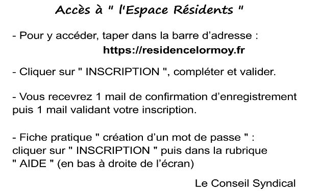 Accès à l’espace résidents