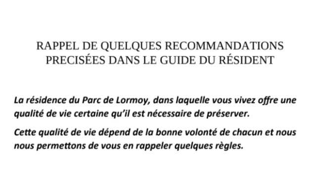 RESIDENTS : Rappel guide du résident